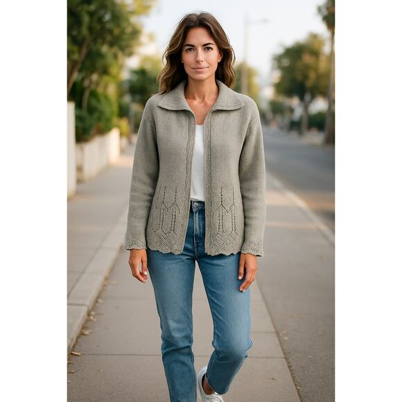 Vintage Ireland Made Aran Crafts Open Sweater Cardigan Beige Size XS - Picture 1 of 8